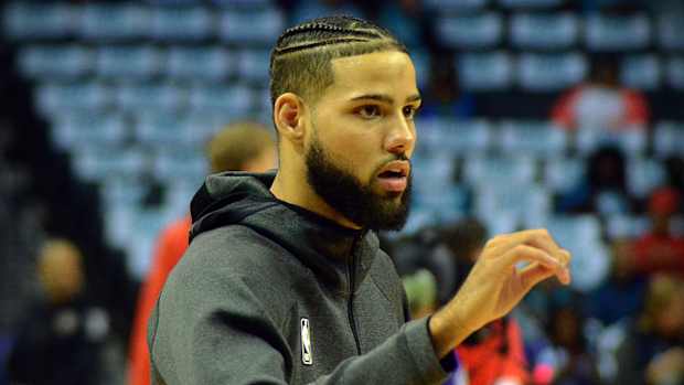 Caleb Martin warms up with the Charlotte Hornets before their preseason game against the Chicago Bulls. (Mitchell Northam / Hornet Maven - Sports Illustrated)